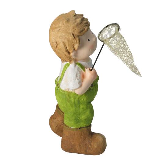 18.25" Young Boy Gnome with Butterfly Net Spring Outdoor Garden Figure